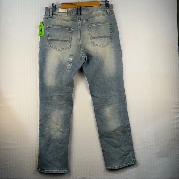 Sun + Stone NWT Men’s 32 X 30 Stretch Straight Leg Denim Jeans Stone Wash Street - Picture 4 of 9